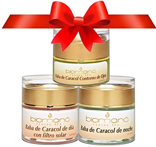Kit Promoción Baba de Caracol (Crema de día FPS 50+, Crema de noche y Gel contorno de ojos) Biomaná