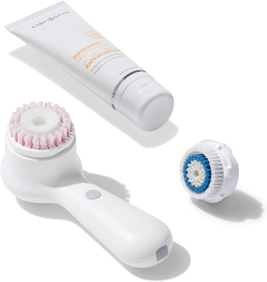 Clarisonic Mia Prima - cepillo para polvo limpiador facial sónico de 1 velocidad, Everyday & Deep Cleansing Set