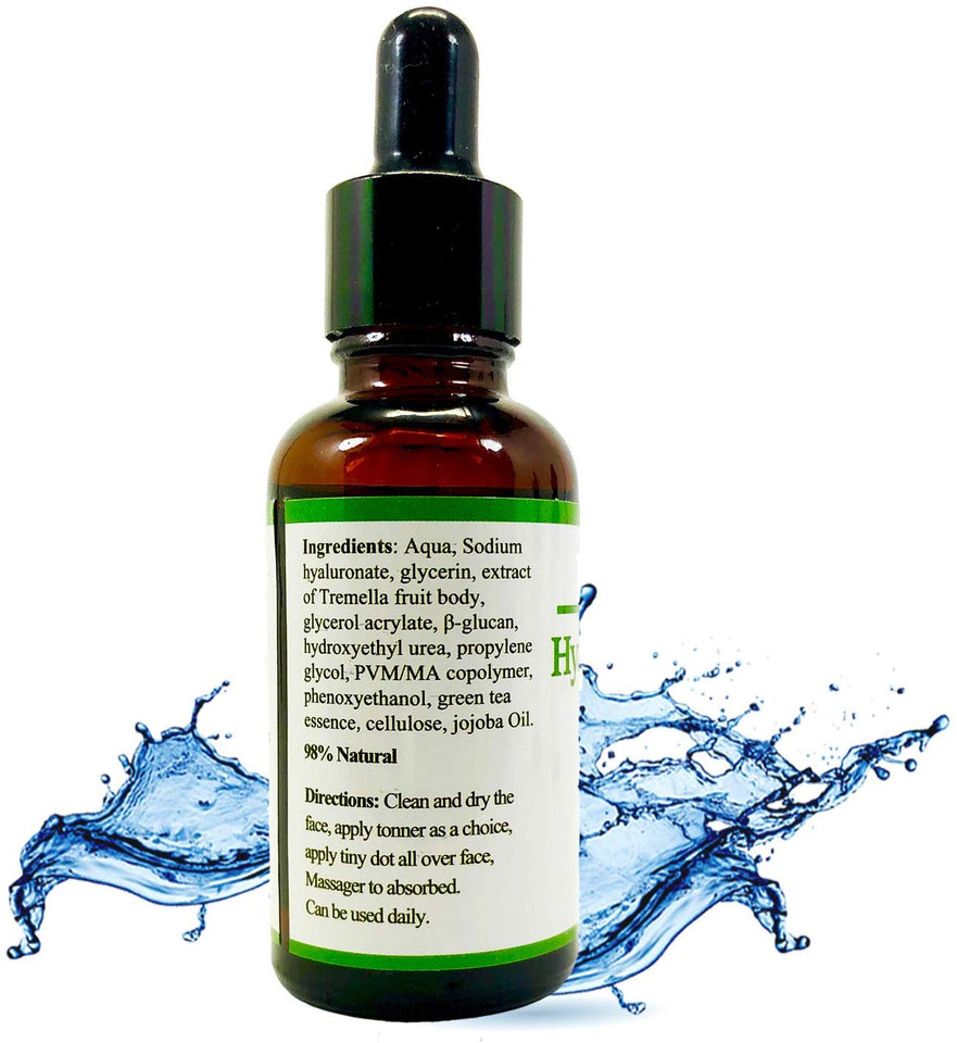 Suero facial de Acido Hialuronico para evitar el envejecimiento e hidratar la piel, con te verde, aceite de jojoba, calidad Premium