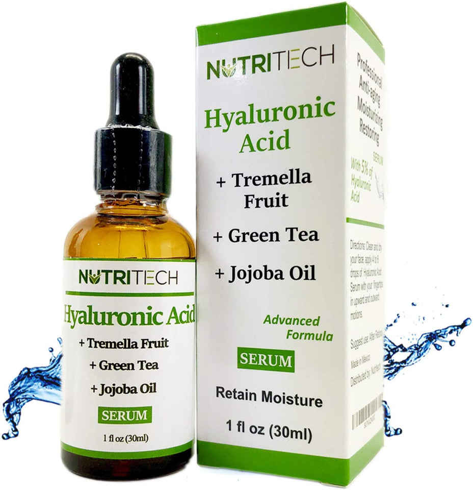 Suero facial de Acido Hialuronico para evitar el envejecimiento e hidratar la piel, con te verde, aceite de jojoba, calidad Premium