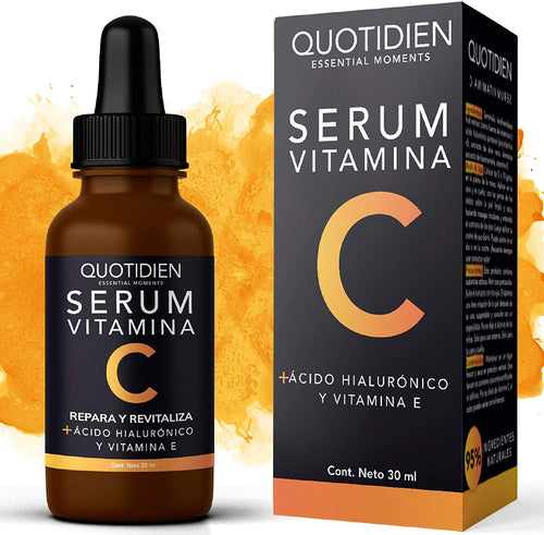 Serum Vitamina C + Ácido Hialurónico + Vitamina E- Serum Facial -95% Ingredientes Naturales- Aclara, Revitaliza, Restablece, Hidrata y Tonifica la Piel-Ideal Para Todo Tipo de Piel-30ml